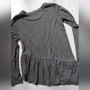 Girls Small 6 - 7 long sleeve asymmetrical sparkle frilly bottom top